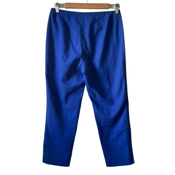 St. John Cobalt Blue Flat Waist Cotton Stretch Capri Cropped Pants Size 4 - Picture 3 of 8